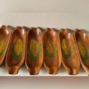 Vintage wooden cob trays